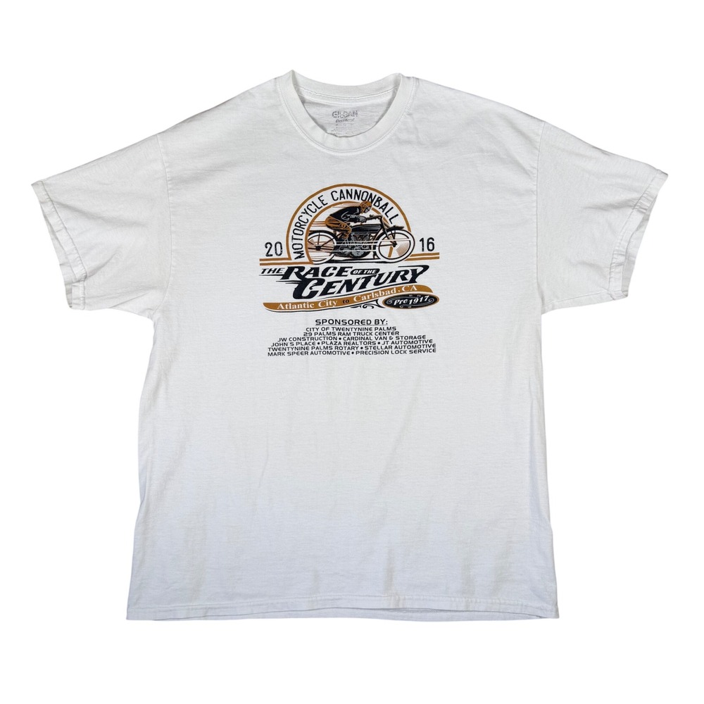 Gildan Motorcycle Cannonball 2016 Race of the Century Graphic T-Shirt Mens XL